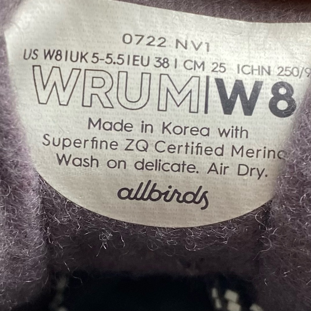 Allbirds Womens Sneakers Runner-Up Mizzle Gray Purple Mid Top Merino Wool Casual - Picture 10 of 13